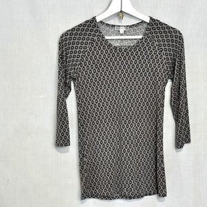DownEast - Stretch TOP 3/4-sleeves diamond pattern SOFT fitted Sz XS - Gray